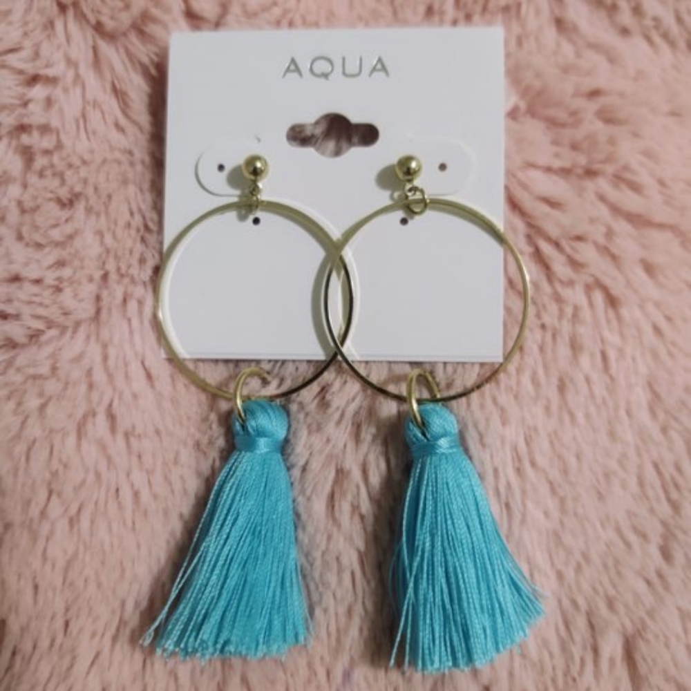 Aqua tassel earrings